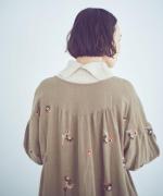 ビスコースリネンフラワー刺繍ワンピース